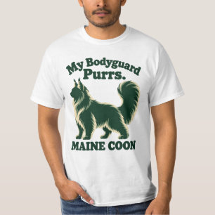 My Bodyguard Purrs Green Maine Coon Retro Art T-Shirt