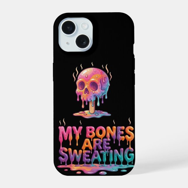 My Bones Are Sweating – Melting Popsicle Skull iPhone 15 Case (Back)