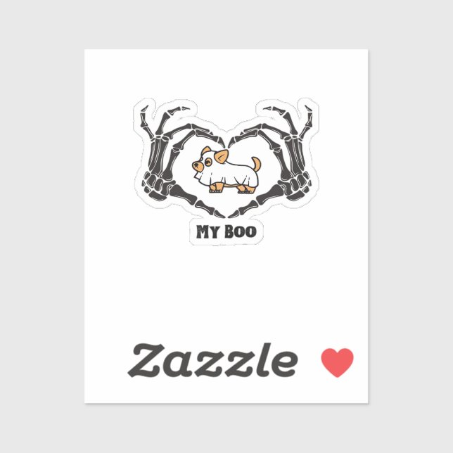 My Boo Chihuahua Costume With Skeleton Heart Hands (Sheet)