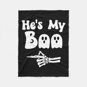 My Boo Matching Halloween Pajama Couples Hes My Bo Fleece Blanket