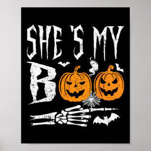 My Boo Skeleton Hand Pumpkin Halloween Matching Fu Poster