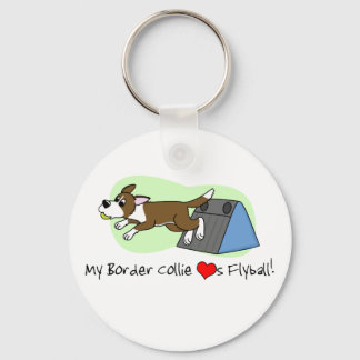 My Border Collie Loves Flyball Keychain (Brown)