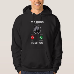 My Boss Is Calling I Must Go Black Great Dane Dog Hoodie