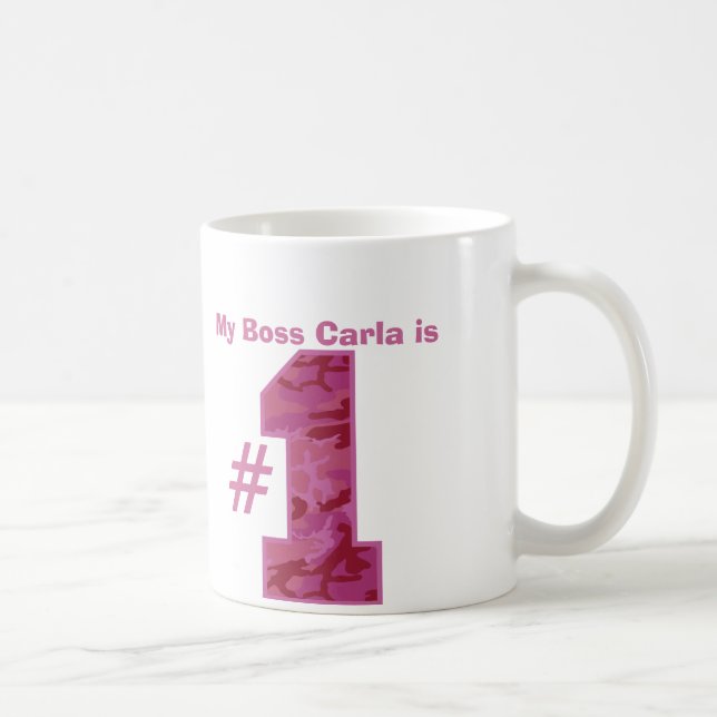 My BOSS is Number One Custom Name Dark Pink Camo Coffee Mug (Right)