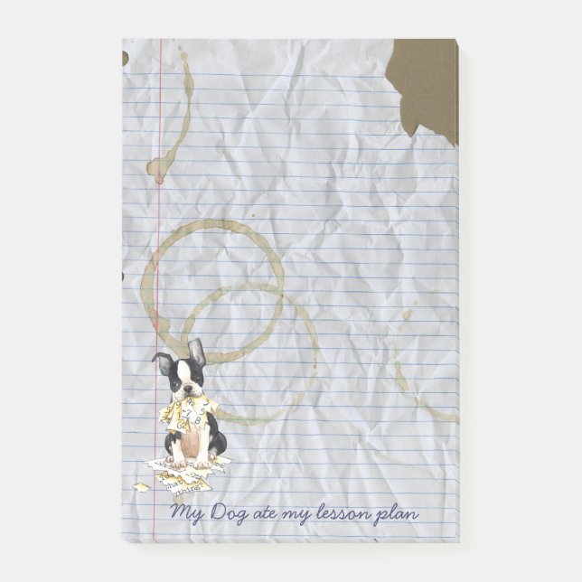 My Boston Terrier Ate my Lesson Plan Post-it Notes (Front)