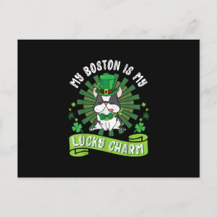 My Boston Terrier Dog Is My Lucky Charm Patrick Postcard