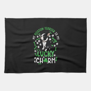 My Boston Terrier is My Lucky Charm Paw Dog Tea Towel