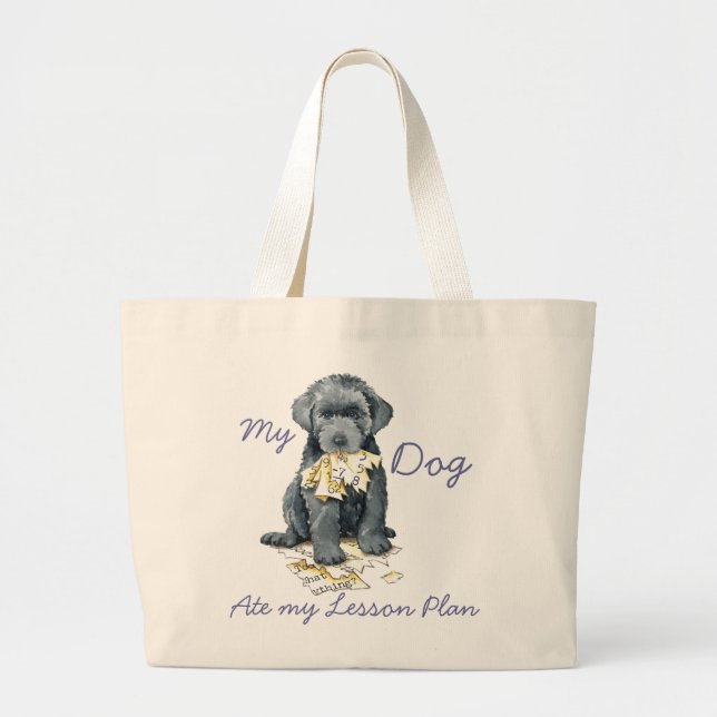 My Bouvier Ate my Lesson Plan Large Tote Bag (Front)