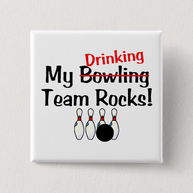 My Bowling (Drinking) Team Rocks 15 Cm Square Badge (Front)