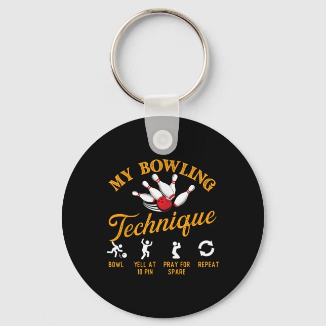 My Bowling Technique - Bowling Bowler  Key Ring (Front)