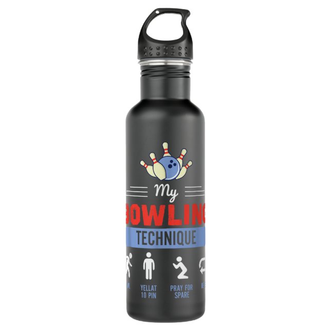 My Bowling Technique Bowling Funny Bowler Gift 155 710 Ml Water Bottle (Front)