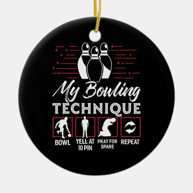 My Bowling Technique Ceramic Tree Decoration (Front)