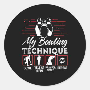 My Bowling Technique Classic Round Sticker
