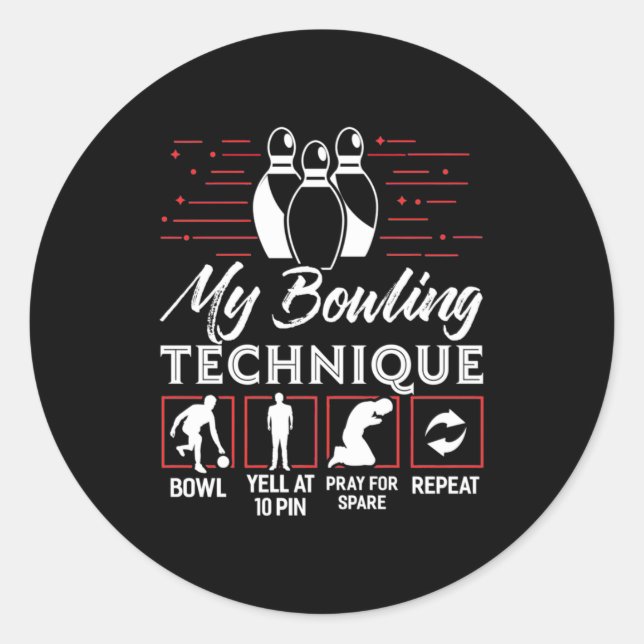 My Bowling Technique Classic Round Sticker (Front)