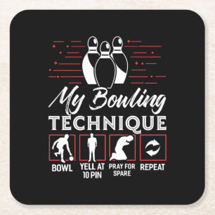 My Bowling Technique Square Paper Coaster
