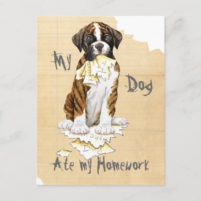 My Boxer Ate My Homework Postcard (Front)
