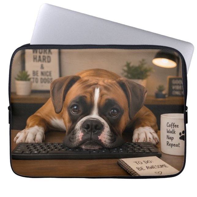 My Boxer Dog Is Working Hard Laptop Sleeve (Front)