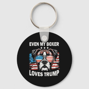 My Boxer Loves Trump Key Ring
