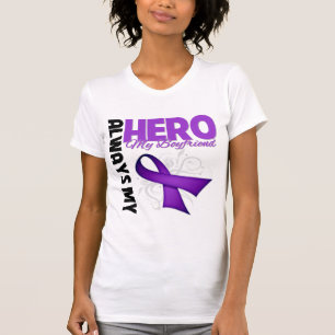My Boyfriend Always My Hero - Purple Ribbon T-Shirt