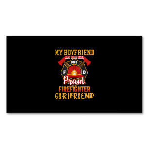 My Boyfriend Has Your Back Proud Firefighter Magnetic Business Card