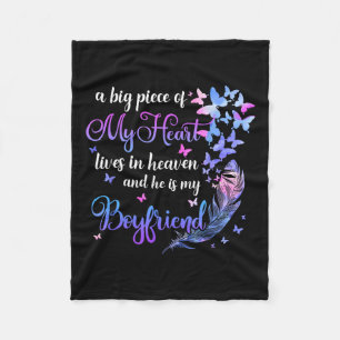 My Boyfriend Lives In Heaven Memorial Quote Fleece Blanket
