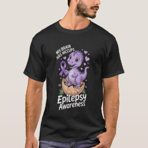 My Brain Has Hiccups Dino Purple Ribbon Epilepsy A T-Shirt