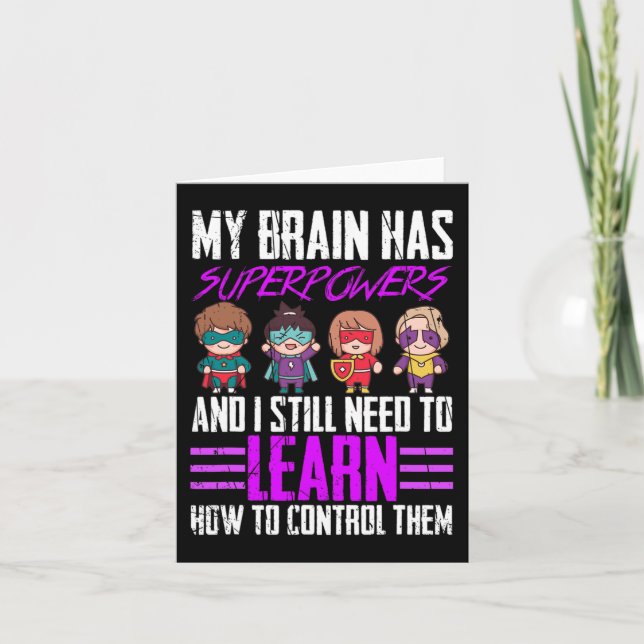 My Brain Has Superpowers Epilepsy Awareness Surviv Card (Front)
