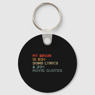 My Brain Is 80% Song Lyrics & 20% Movie Quotes Key Ring