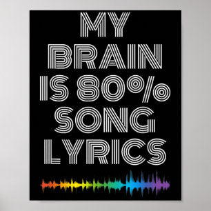 My Brain Is 80% Song Lyrics Funny Music Lover  Poster