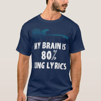 My Brain Is 80 Song Lyrics Vintage Guitar girl T-Shirt