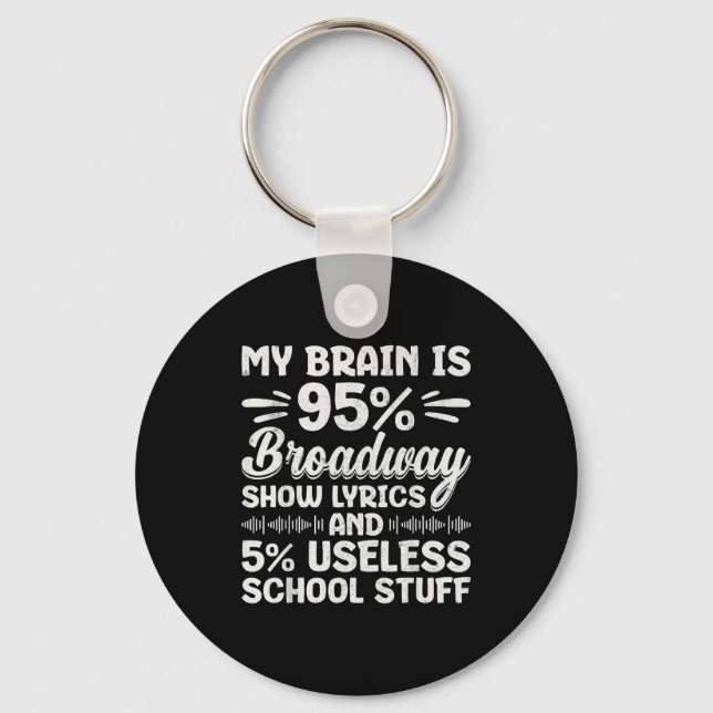 My Brain Is 95% Broadway Lyrics Nerd Musical Theat Key Ring (Front)