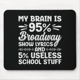 My Brain Is 95% Broadway Lyrics Nerd Musical Theat Mouse Pad