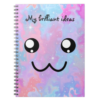 My brilliant ideas cute face pastel kawaii spiral notebook