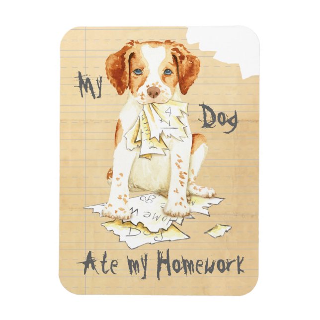 My Brittany Ate My Homework Magnet (Vertical)
