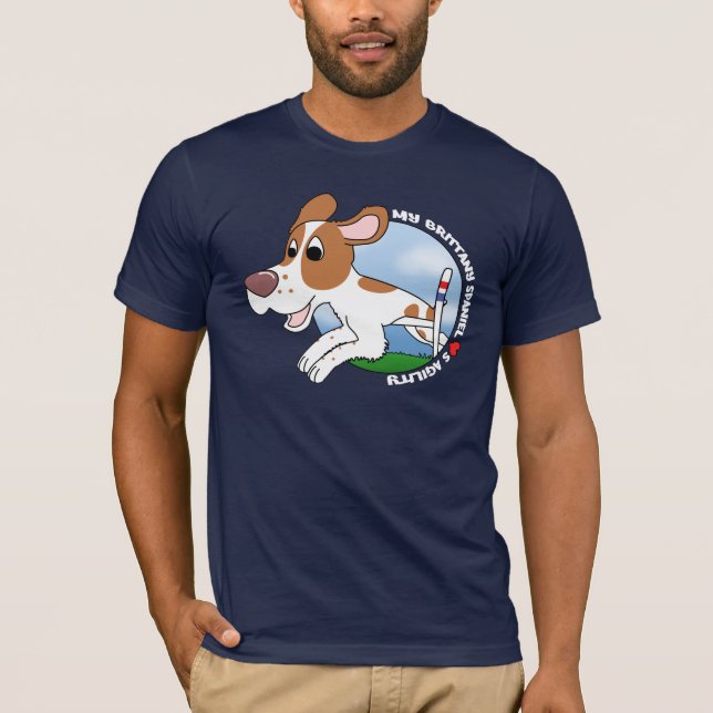 My Brittany Spaniel Loves Agility Dark T-Shirt (Front)