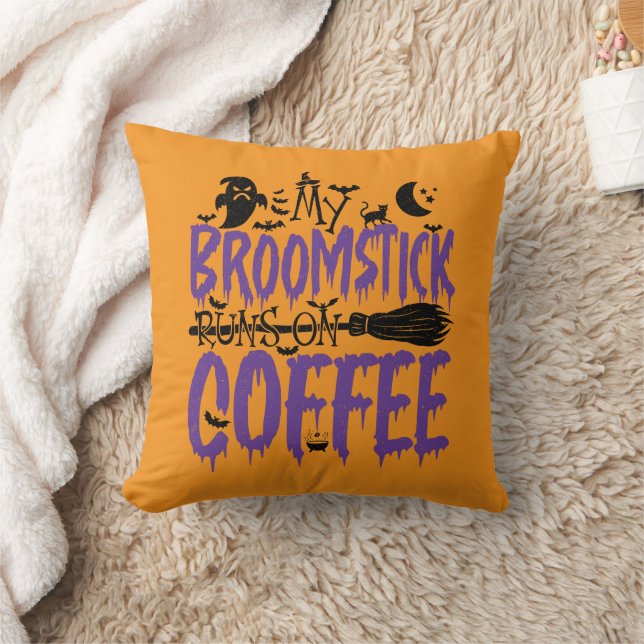 My Broomstick Runs On Coffee addict Halloween Cool Cushion (Blanket)