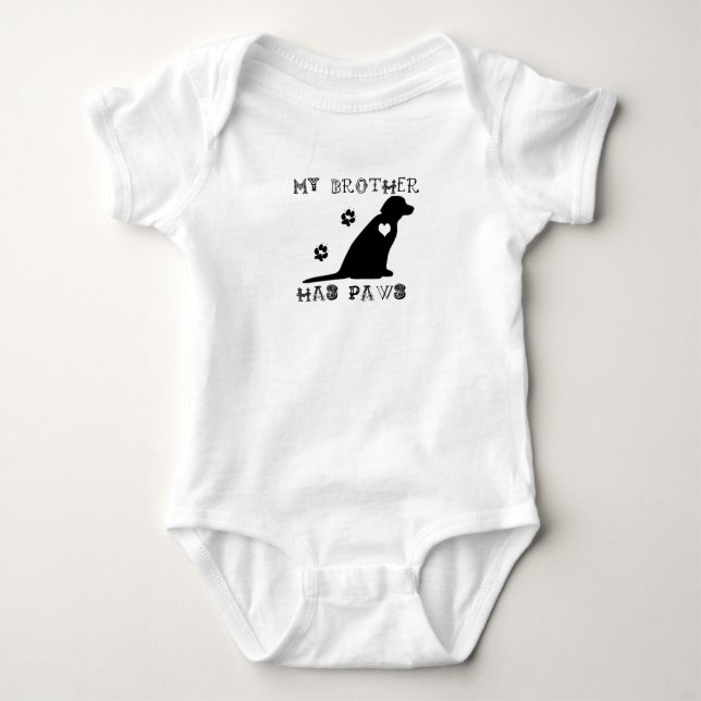 My Brother Has Paws Baby Bodysuit (Front)