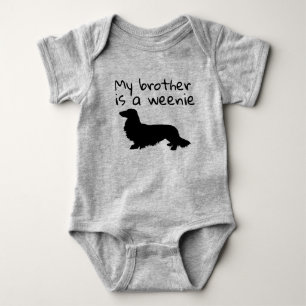 My Brother is a Weenie Long Hair Dachshund Gift Baby Bodysuit