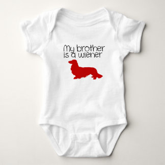 My Brother is a Wiener Long Hair Dachshund Outfit Baby Bodysuit