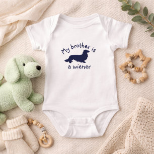 My Brother is a Wiener Long Hair Dachshund Outfit  Baby Bodysuit