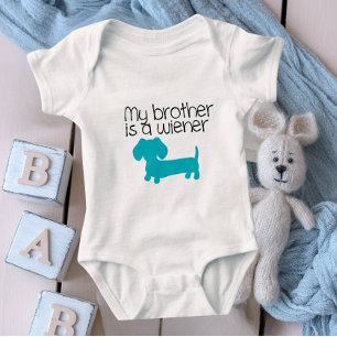 My Brother is a Wiener Outfit Gender Neutral Gift Baby Bodysuit