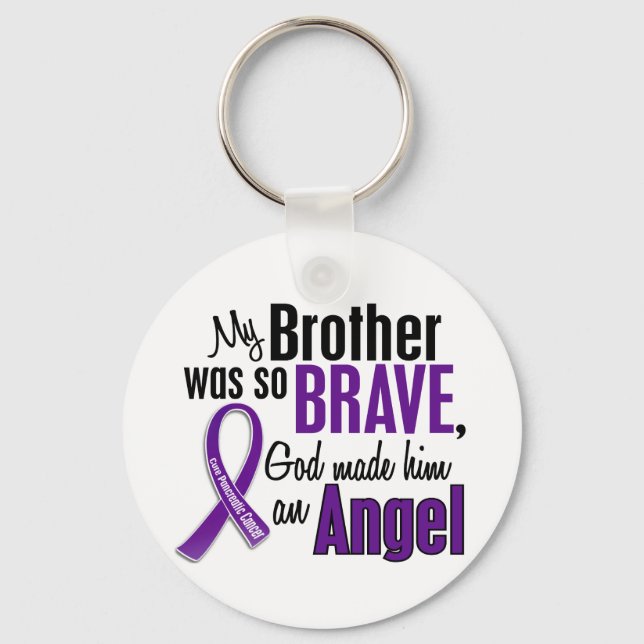 My Brother Is An Angel Pancreatic Cancer Key Ring (Front)