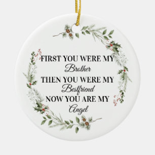 My Brother, My Angel Ornament,Sentimental Memorial Ceramic Tree Decoration