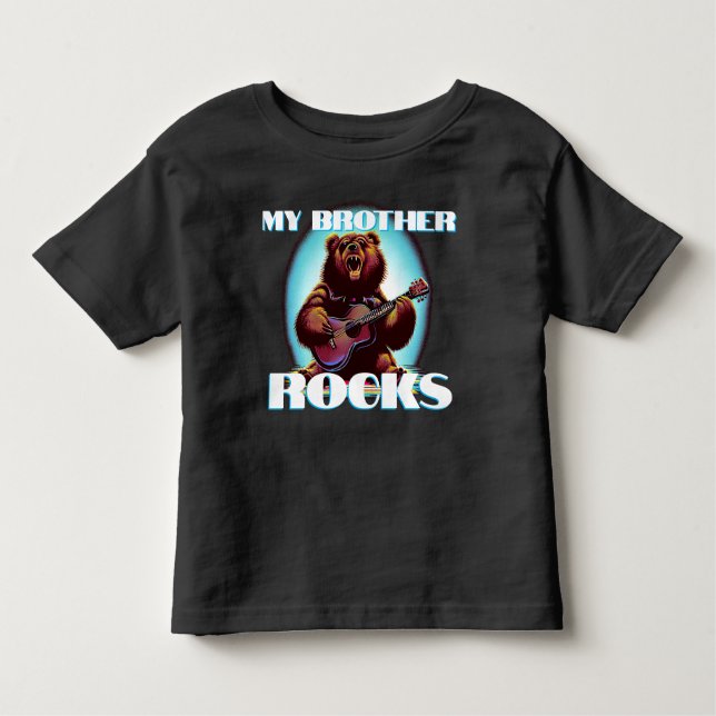 My Brother Rocks! Colourful Bear Toddler T-Shirt (Front)