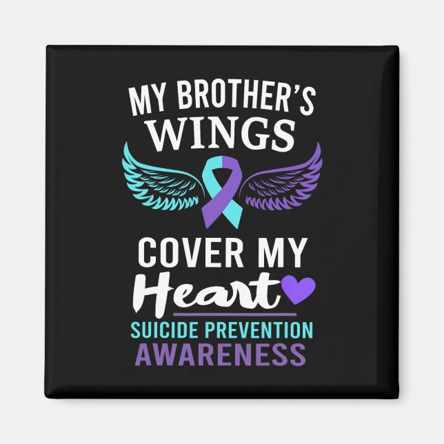 My Brother's Wings Cover Heart Suicide Awareness R Magnet (Front)