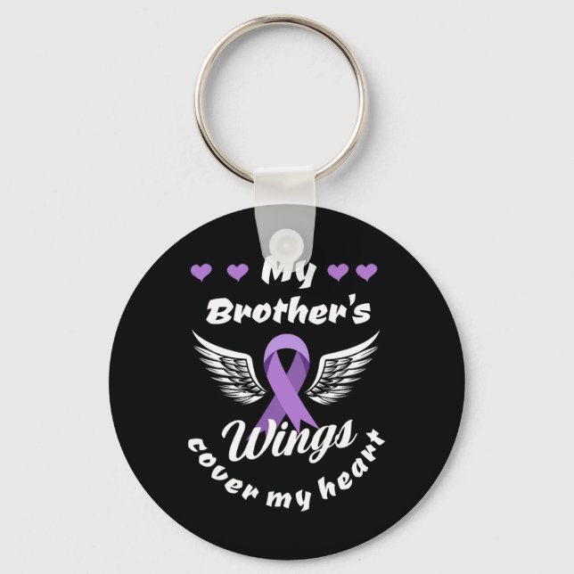 My Brother's Wings Cover My Heart Overdose Awarene Key Ring (Front)