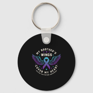 My Brothers Wings Cover My Heart Suicide Preventio Key Ring