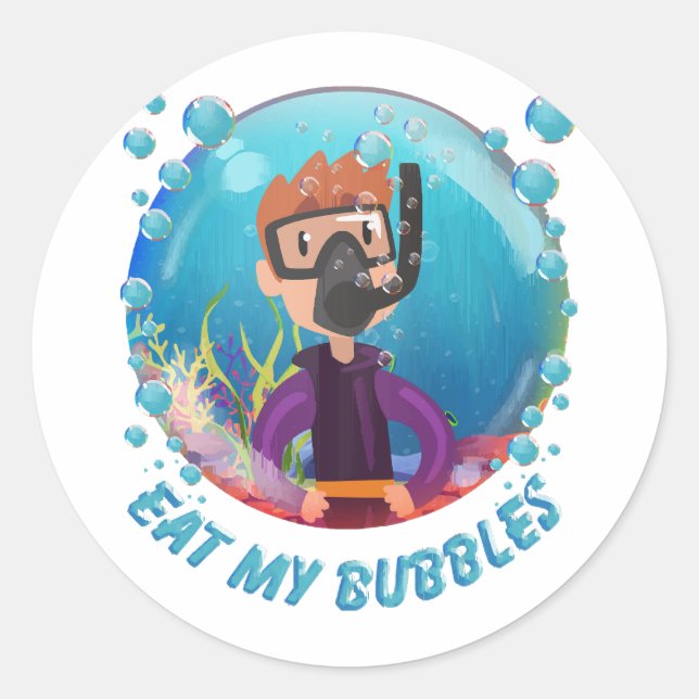 my Bubbles Diver Classic Round Sticker (Front)