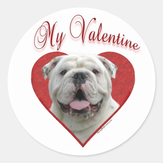 My Bulldog Valentine Classic Round Sticker (Front)