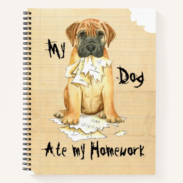 My Bullmastiff Ate My Homework Notebook (Front)